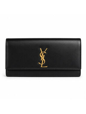 Saint Laurent Black Smooth Leather Cassandre Phone Holder Bag